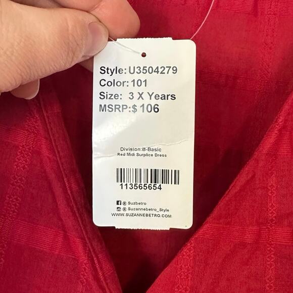 Simple Suzanne Betro Red Wrap Maxi Dress Size 3X Cotton Casual Beach Vacation - Picture 10 of 11